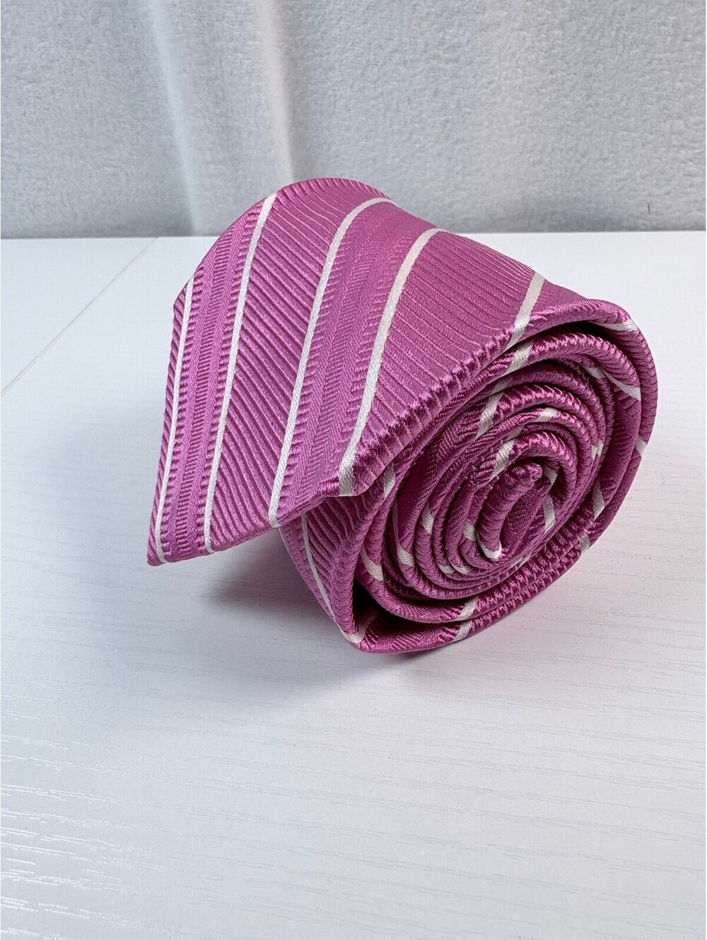 Façonnable Pink Striped 100% Silk Tie Handmade in Italy Men's Necktie